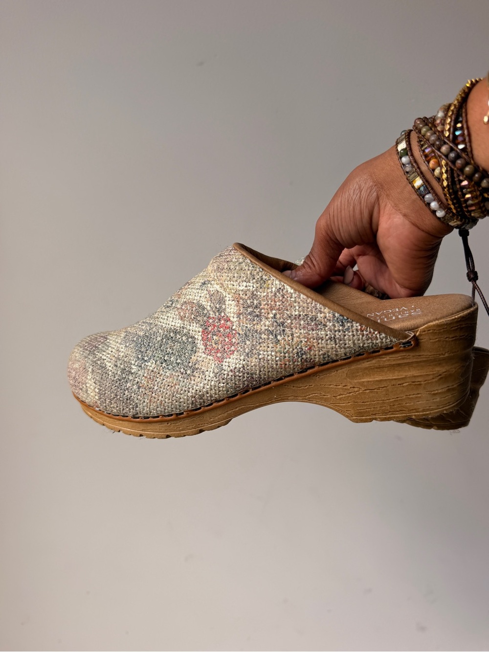 Sanita Floral Tweed Beige Multicolor Clog Mule